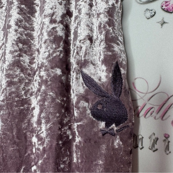 Playboy pants shiny pink velour, velvet with bunny logo embroidery on the side - Picture 2 of 10